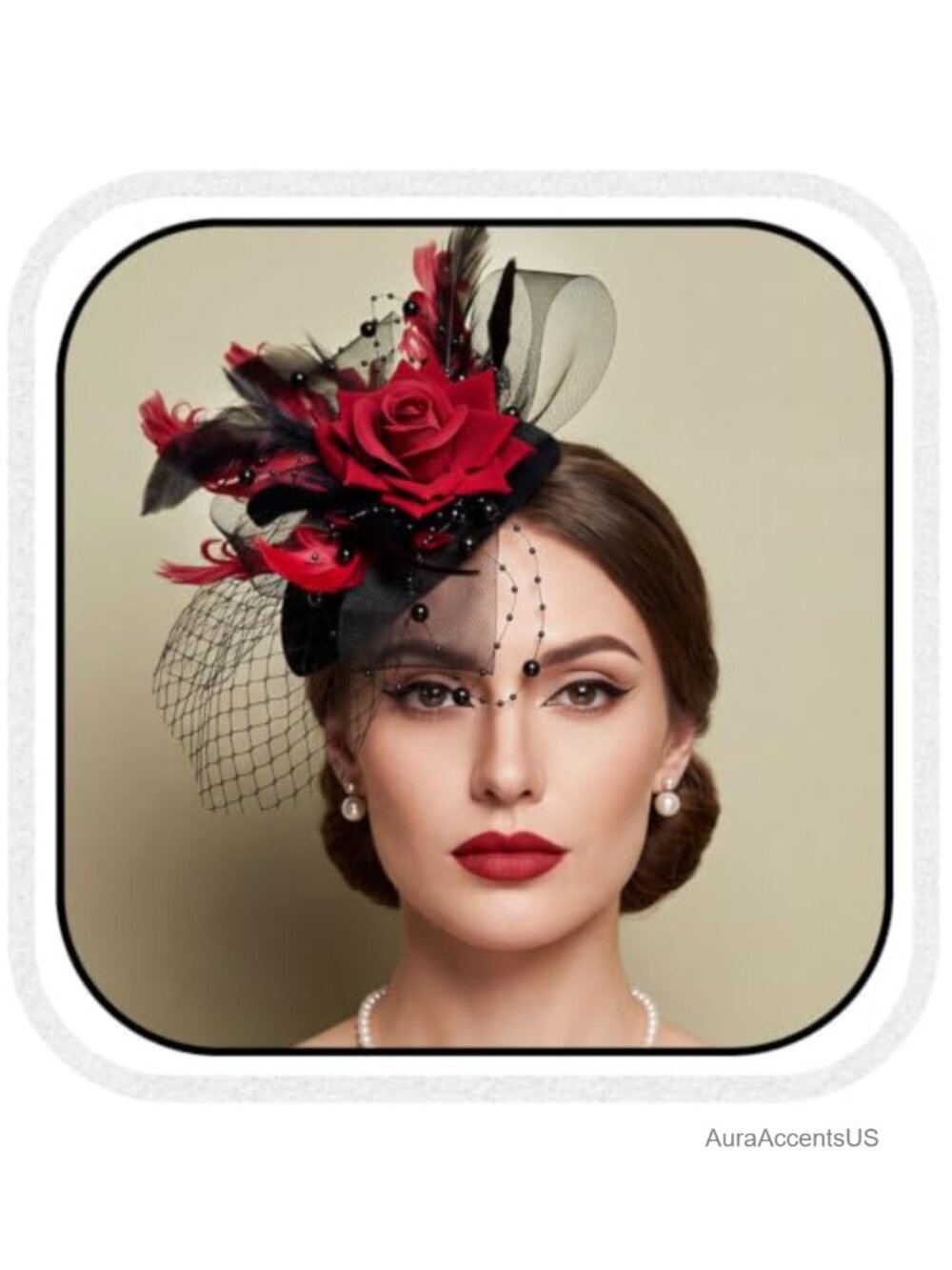 Fascinator Hat Feather Mesh Headpiece Tea Party Cocktail Hair Clip Women